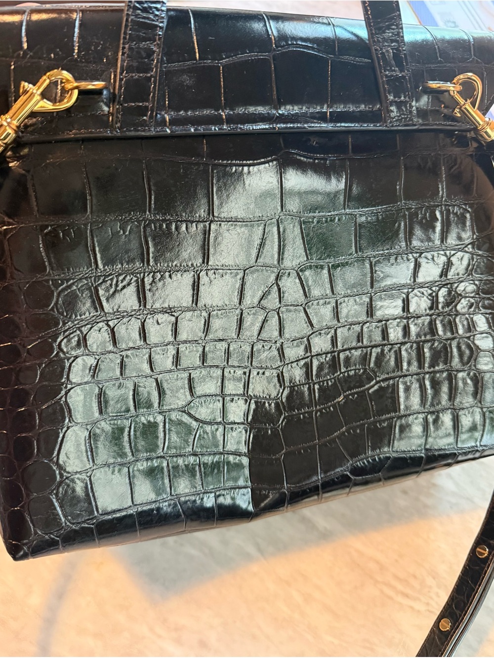 Mansur Gavriel Black Croc-Embossed Ladybag NWOT - Picture 4 of 6